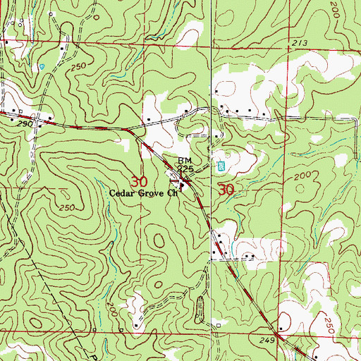 Topographic Map of Cedar Grove Church, AR