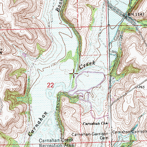 Topographic Map of Booth Creek, KS