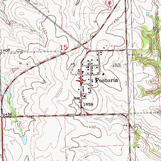 Topographic Map of Fostoria, KS