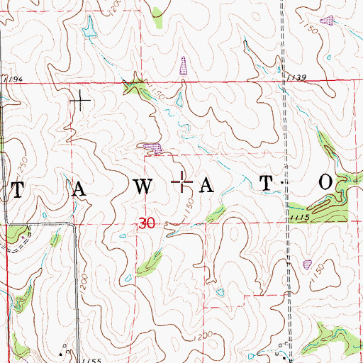 Topographic Map of Township of Pottawatomie, KS