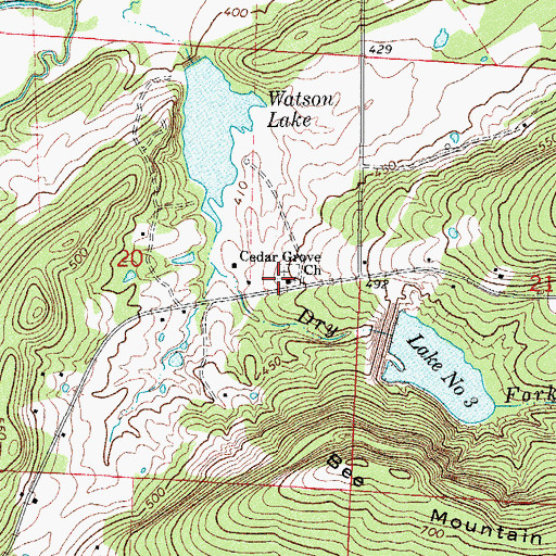 Topographic Map of Cedar Grove Church, AR