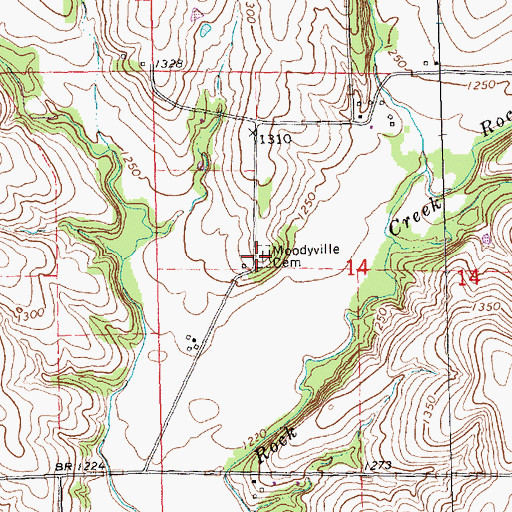Topographic Map of Moodyville Cemetery, KS