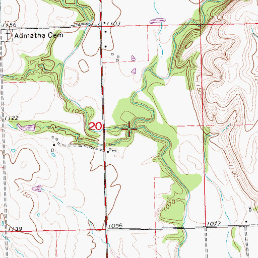 Topographic Map of Wilson Creek, KS