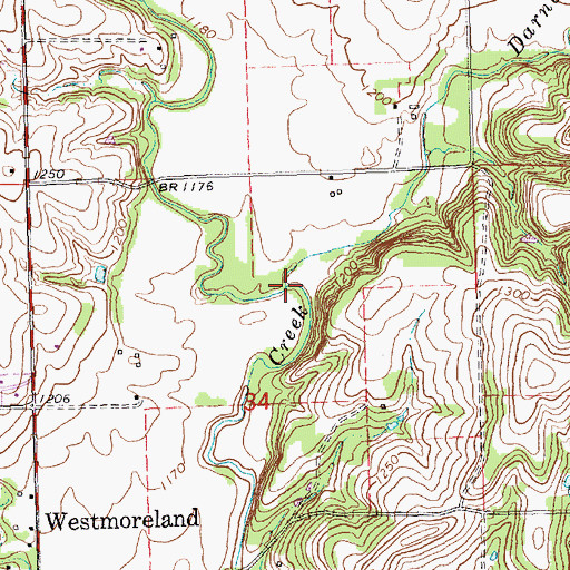 Topographic Map of Darnells Creek, KS