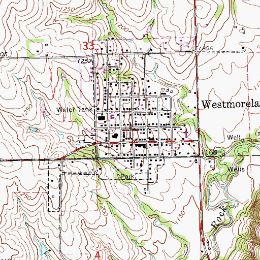 Topographic Map of Westmoreland, KS