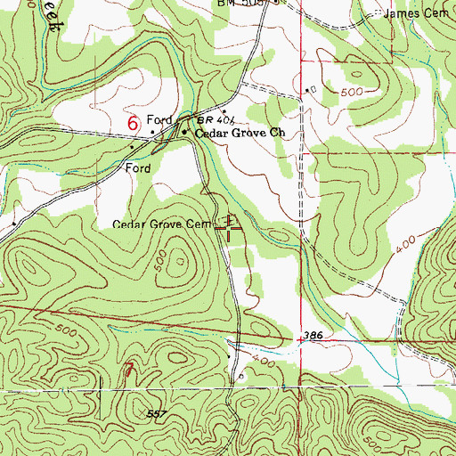 Topographic Map of Cedar Grove Church, AR