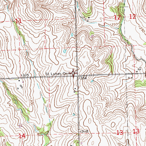 Topographic Map of Saint Luke's Cemetery, KS