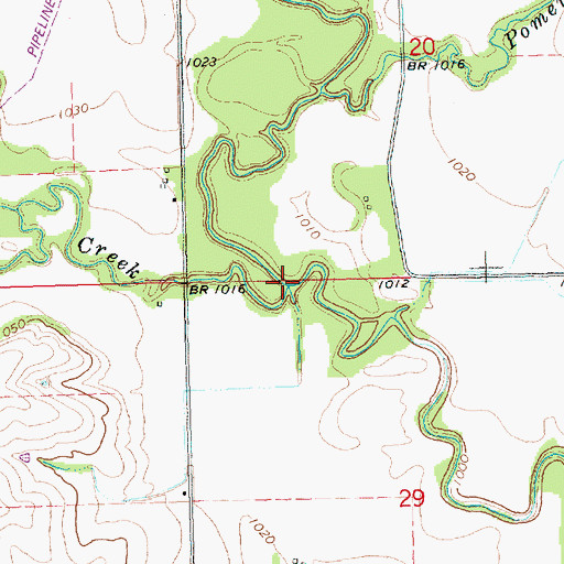 Topographic Map of Indian Creek, KS