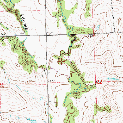 Topographic Map of East Fork Adams Creek, KS