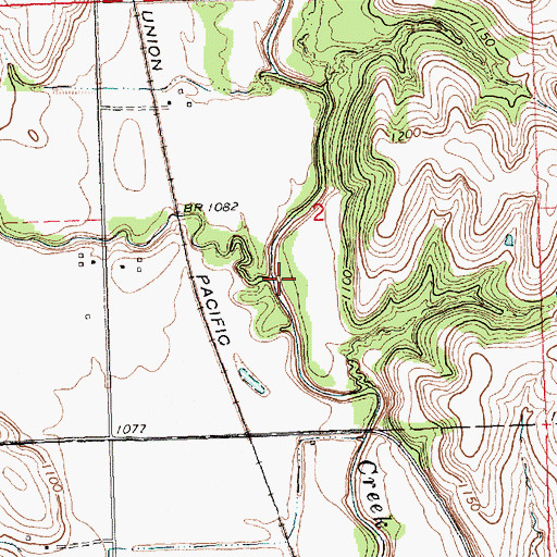 Topographic Map of Mill Creek, KS