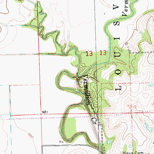 Topographic Map of Adams Creek, KS