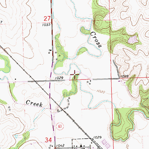 Topographic Map of Bartlett Creek, KS