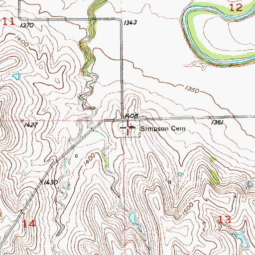 Topographic Map of Simpson Cemetery, KS