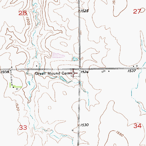 Topographic Map of Green Mound Cemetery, KS