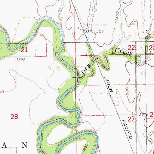 Topographic Map of Dry Creek, KS