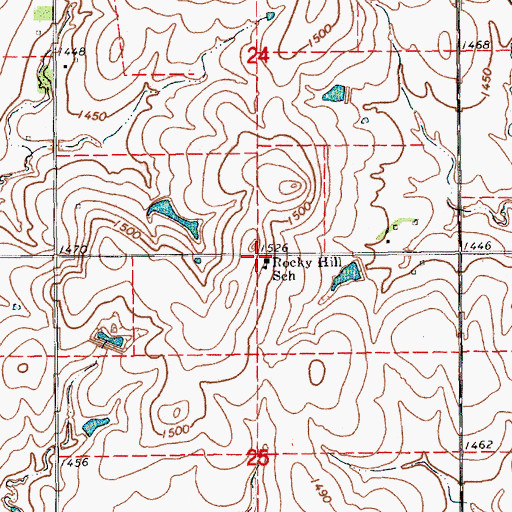 Topographic Map of Rocky Hill School, KS
