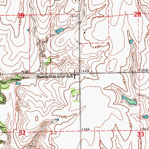 Topographic Map of South Oakland School, KS