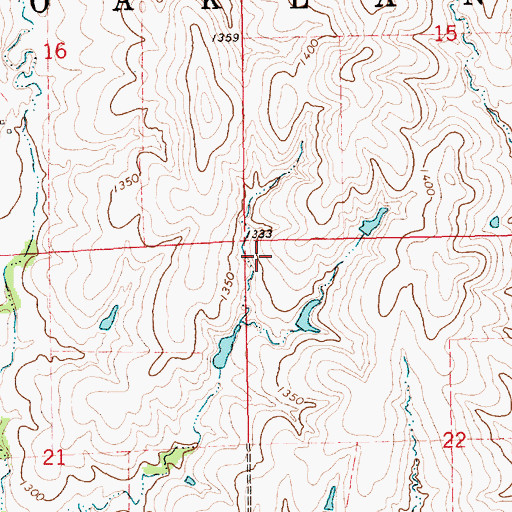 Topographic Map of Township of Oakland, KS