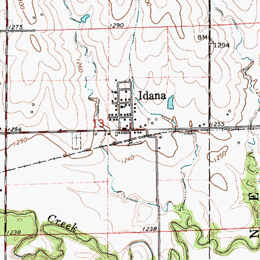 Topographic Map of Idana, KS