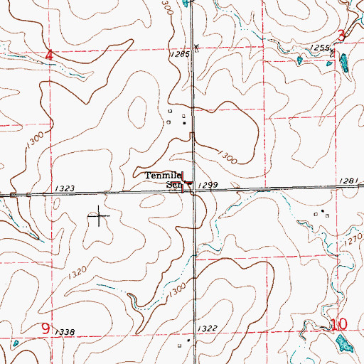 Topographic Map of Tenmile School, KS