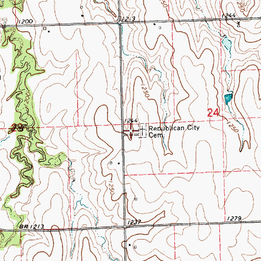 Topographic Map of Republican City Cemetery, KS