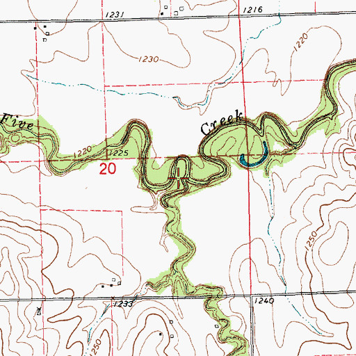 Topographic Map of Chestnut Branch, KS