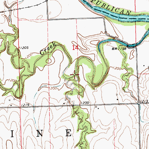 Topographic Map of Reeder Branch Five Creek, KS