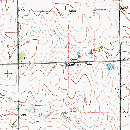 Topographic Map of Zion Lutheran Cemetery, KS