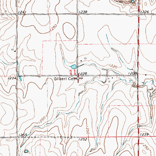 Topographic Map of Gilbert Cemetery, KS
