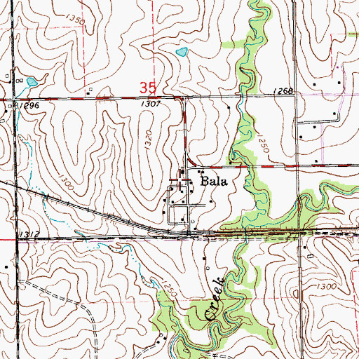 Topographic Map of Bala, KS