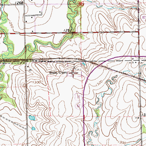 Topographic Map of Bala Cemetery, KS