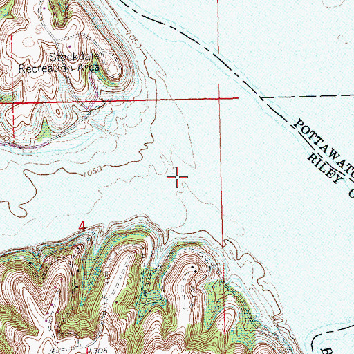 Topographic Map of Mill Creek, KS