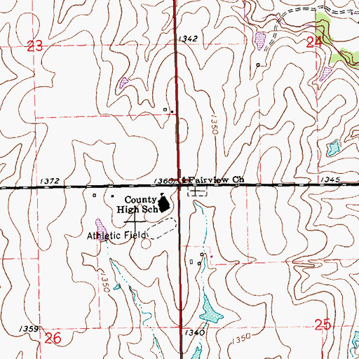 Topographic Map of Fairview Presbyterian Church, KS