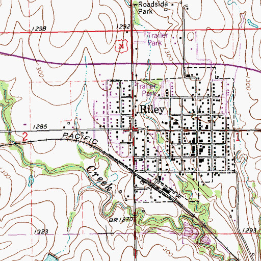 Topographic Map of Riley, KS
