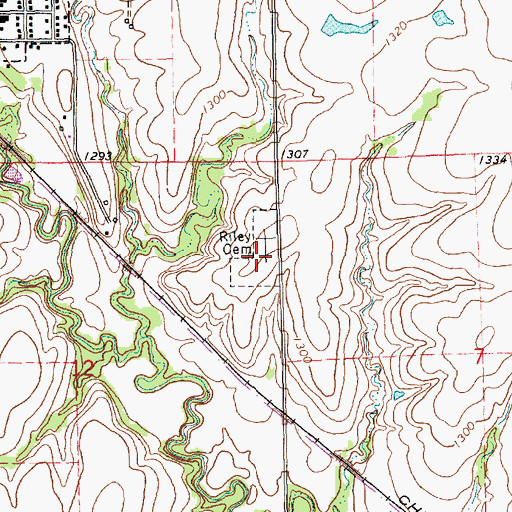 Topographic Map of Riley Cemetery, KS