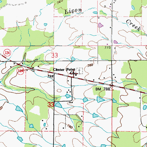 Topographic Map of Cedar Point Church, AR