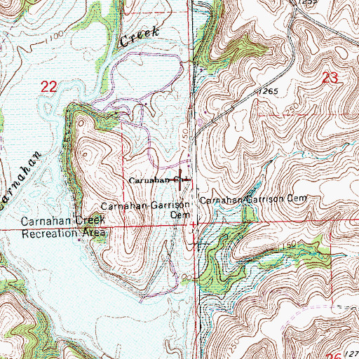 Topographic Map of Carnahan Church, KS