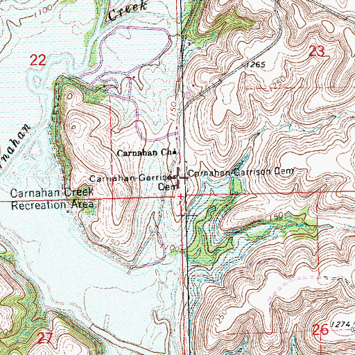 Topographic Map of Carnahan - Garrison Cemetery, KS