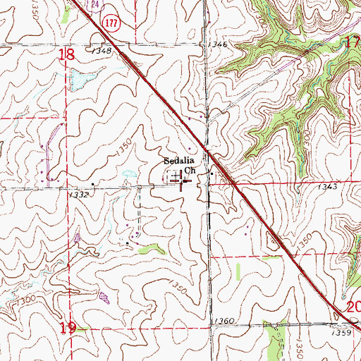 Topographic Map of Sedalia Community Church, KS