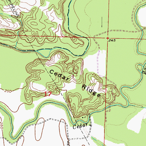 Topographic Map of Cedar Ridge, AR