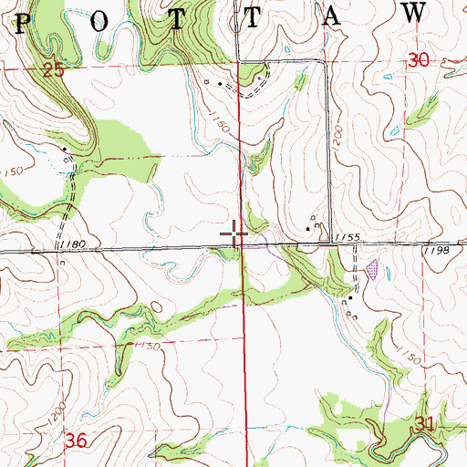 Topographic Map of Mud Creek, KS