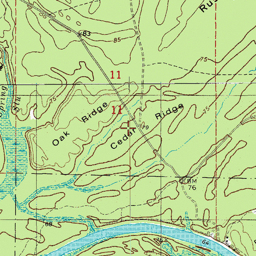 Topographic Map of Cedar Ridge, AR