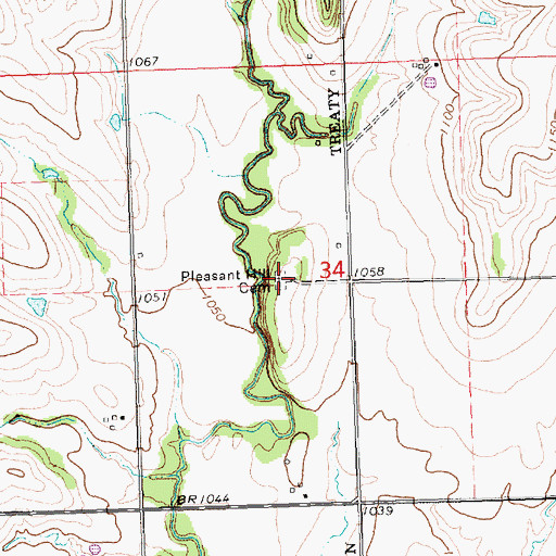 Topographic Map of Pleasant Hill Cemetery, KS