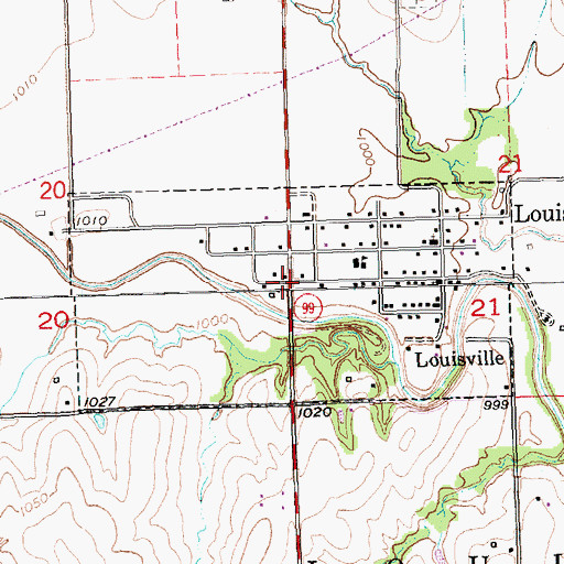 Topographic Map of Louisville, KS