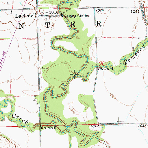Topographic Map of Pomeroy Creek, KS