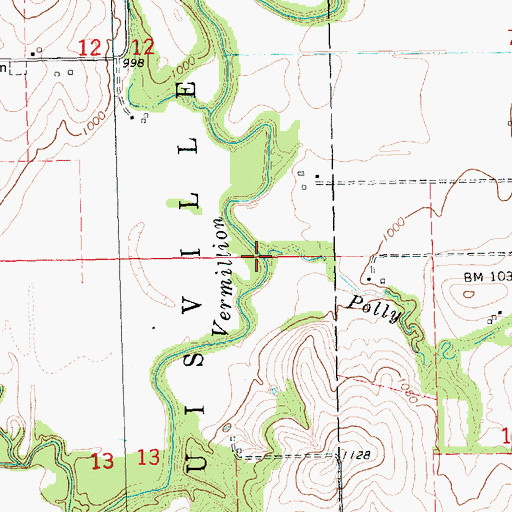 Topographic Map of Polly Creek, KS