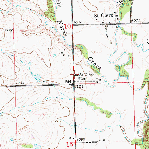 Topographic Map of Saint Clere Cemetery, KS