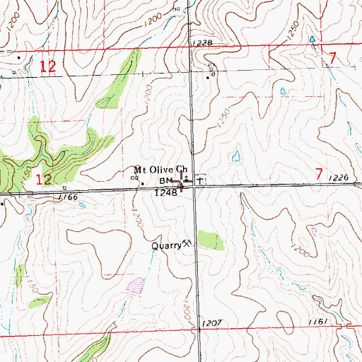 Topographic Map of Mount Olive Church, KS