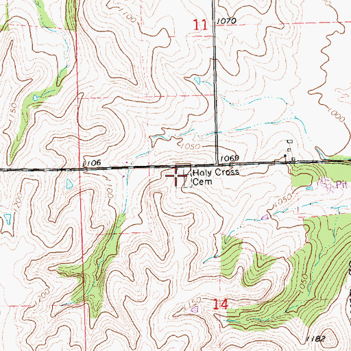Topographic Map of Holy Cross Cemetery, KS