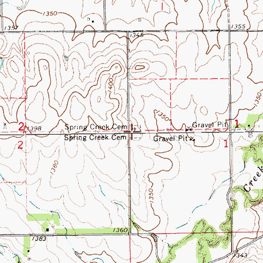 Topographic Map of Spring Creek Cemetery, KS